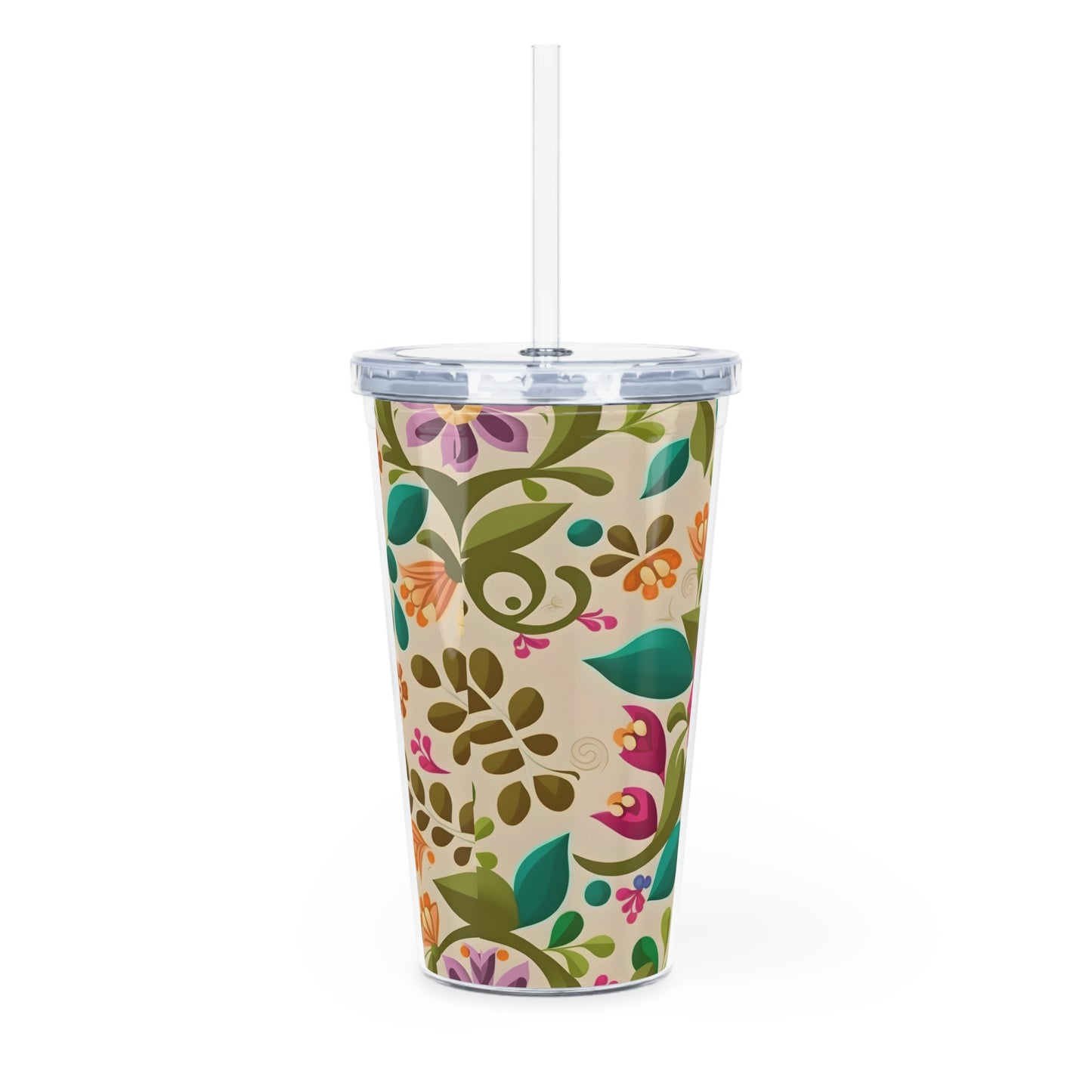 Plastic Tumbler with Straw