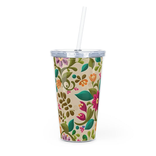 Plastic Tumbler with Straw